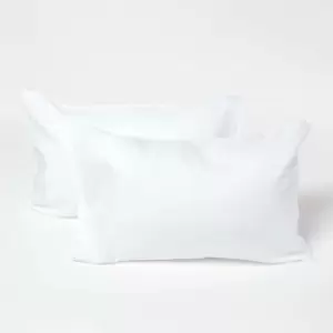 Homescapes - White Linen Kids Pillowcases 60 x 40 cm, Pack of 2 - White