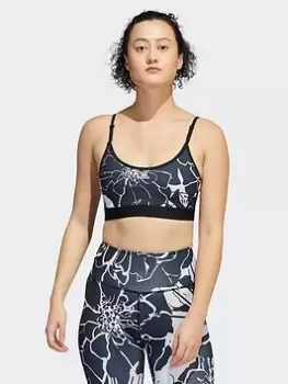 adidas Light-support Flower Print Bra, Grey, Size 2Xs, Women