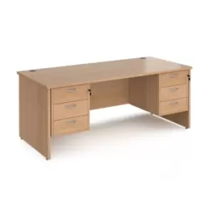 Office Desk Rectangular Desk 1800mm With Double Pedestal Beech Top And Panel End Leg 800mm Depth Maestro 25 MP18P33B