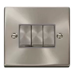 Click Scolmore Deco Ingot 3 Gang 10AX 2 Way Plate Switch - VPSC413GY