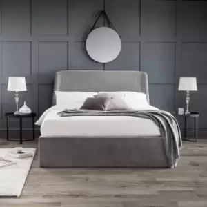 Olivia's Curved Velvet Kingsize Ottoman Bed in Grey