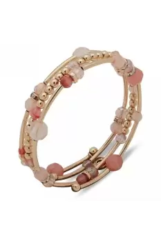 Bx Br Beaded Coil-Gld/coral Bracelet - 01B00398