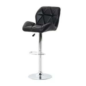 HOMCOM Diamond Design Swivel Leather Bar Stool Breakfast Barstool Kitchen Pub Dining Chair Gas Lift PU Chair Metal Chrome Base Adjustable Height Black