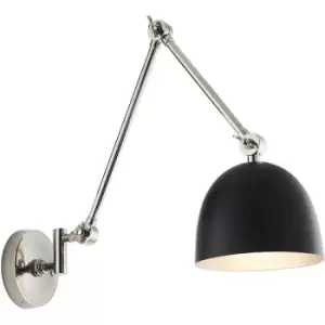 Dome Adjustable Arm Wall Lamp Polished Nickel Plate, Matt Black