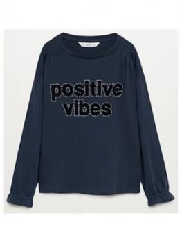 Mango Girls Positive Long Sleeve Tshirt - Navy