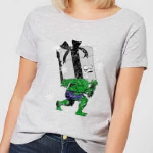 Marvel The Incredible Hulk Christmas Present Womens Christmas T-Shirt - Grey - S