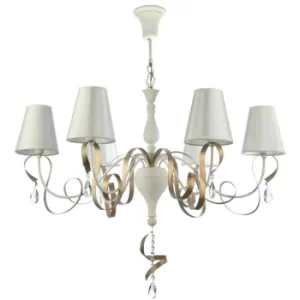 Intreccio Chandelier White with Gold with Shades, 6 Light, E14