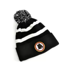 AS Roma Knitted Turn Up Hat Black White Pom Pom