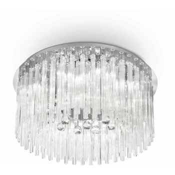 Ideal Lux Elegant - 12 Light Ceiling Semi Flush Light Chrome, Clear and Glass, G9