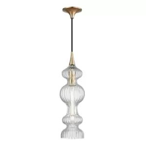 Pomfret 1 Light Pendant With Clear Glass Brass, Glass