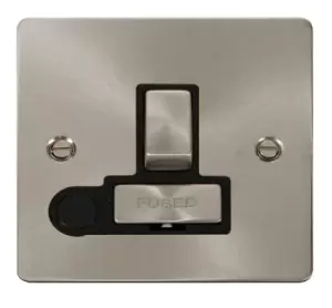 Click Scolmore Define Brushed Steel 1 Gang Fused Connection Unit 13A With Black Ingot - FPBS551BK