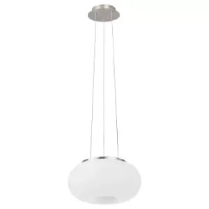 Pendant Light Colour Satin Nickel Shade White Glass Opal Matt Bulb E27 2x60W