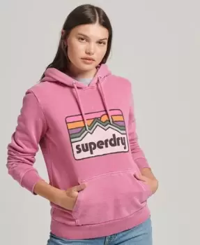 Superdry Womens 90s Terrain Graphic Hoodie Pink / Raspberry Sorbet - Size: 12