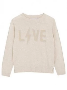 Mintie by Mint Velvet Girls Beige Love Slogan Jumper - Neutral Size Age: 11-12 Years, Women