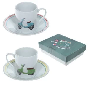 Scooter Set of 2 Espresso Cup and Saucer