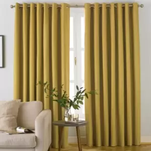 Moon Premium Thermal Blackout Eyelet Curtains Ochre, Ochre / 229 x 229cm