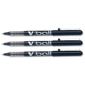 Pilot VB7 Rollerball Pen 0.7mm Tip 0.5mm Line Black Pack of 12 Pens