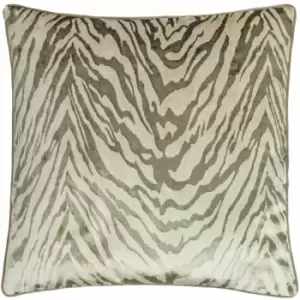 Paoletti Tigris Tiger Print Velvet Piped Edge Cushion Cover, Champagne, 55 x 55 Cm