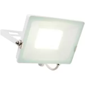 Outdoor IP65 Waterproof Floodlight - 50W Cool White LED - Matt White Aluminium