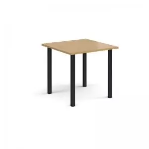 Rectangular Black radial leg meeting table 800mm x 800mm - oak