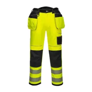 Portwest Mens PW3 Hi-Vis Trousers (36R) (Yellow/Black)