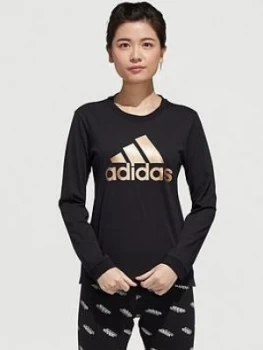 adidas U-4-u Long Sleeve Tee, Black, Size L, Women