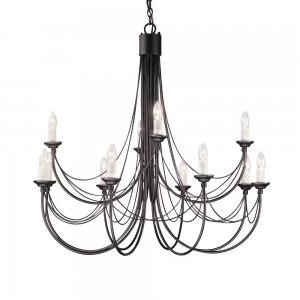 12 Light Candle Chandelier Black