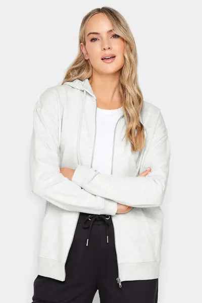 Long Tall Sally Tall Zip Through Pocket Hoodie Grey