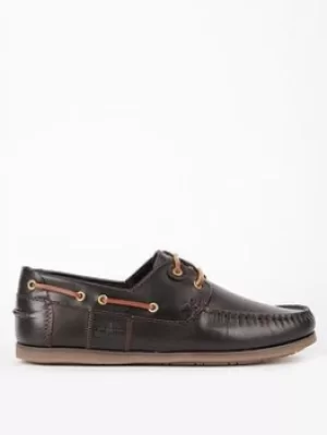 Barbour Capstan Boat Shoe, Dark Brown, Size 7, Men