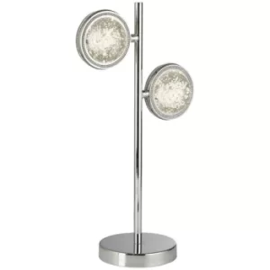 Searchlight Quartz 2 Light Table Lamp, Bubble Glass, Detailed Rim 4000K