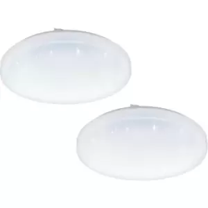 2 PACK Wall Flush Ceiling Light White Shade White Plastic & Crystal Effect LED