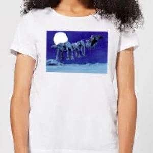 Star Wars AT-AT Darth Vader Sleigh Womens Christmas T-Shirt - White - M