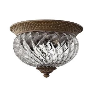 2 Light Small Semi Flush Ceiling Light Pearl Bronze, E27