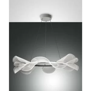 Fabas Luce Sylvie LED Integrated Pendant Ceiling Light Light White Glass