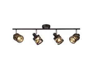 4 Light Bar Spotlight E14, Oiled Bronze, Polished Chrome, Amber