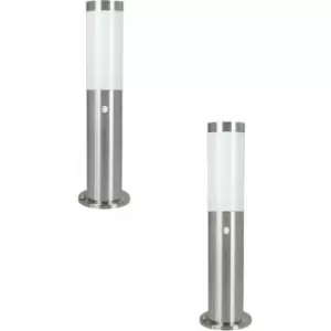 2 pack IP44 Outdoor Bollard Light & pir Sensor Stainless Steel 450mm Lamp Post