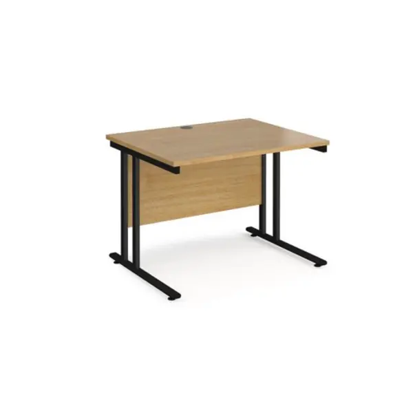 Office Desk 1000mm Rectangular Desk With Cantilever Leg Oak Tops With Black Frames 800mm Depth Maestro 25