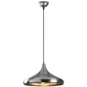 Cristal Model 24 Deco Chrome Dome Pendant Lamp Golden Interior