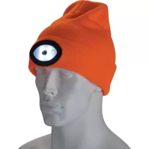 Draper Beanie Hat and USB Rechargeable LED Headlight Orange One Size