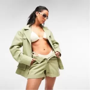 Missguided Co Ord Utility Pocket Denim Jacket - Green