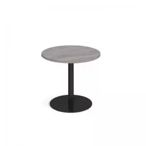 Monza circular dining table with flat round Black base 800mm - grey