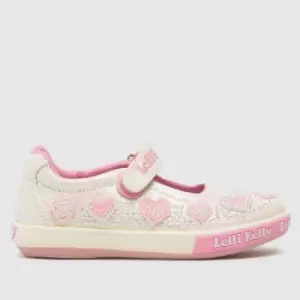 Lelli Kelly White & Pink Aurora Dolly Girls Junior Shoes