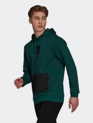 adidas Essentials Fleece Hoodie, Green/Black Size XS Men