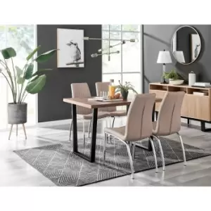 Kylo Brown Wood Effect Dining Table & 4 Cappuccino Isco Chairs - Cappuccino