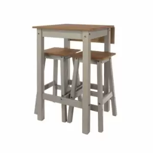 Linea Drop Leaf Breakfast Table And 2 High Stools Set Grey