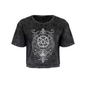 Grindstore Womens/Ladies Aureate Pentagram Oversized Crop Top (L) (Grey)