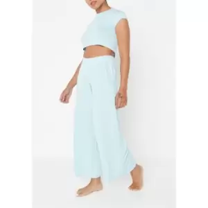 Missguided Petite Cap Sleeve and Wide Leg Bottoms Pyjama Set - Blue