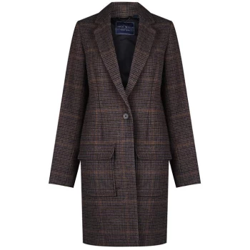 Jack Wills Locke Checked Overcoat - Camel