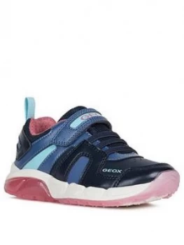 Geox Girls Spaxiale Strap Trainer - Navy Pink