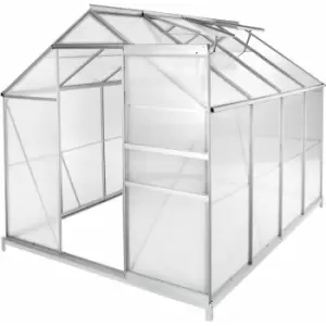 Tectake - Greenhouse in aluminium & polycarbonate w/ foundation - polycarbonate greenhouse, walk in greenhouse, greenhouse base - 250 x 185 x 195 cm